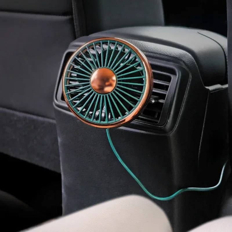 New Car Mini Fan Car Cooling Fan USB Car Air vent clip small Fan With Ambient Lighting 3 Speeds Adjustable Electric Powerful Fan