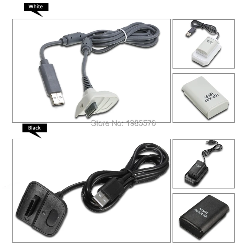 Portable Double Baterai Isi Ulang + USB Charger Kabel Pack Untuk XBOX 360 Wireless Controller