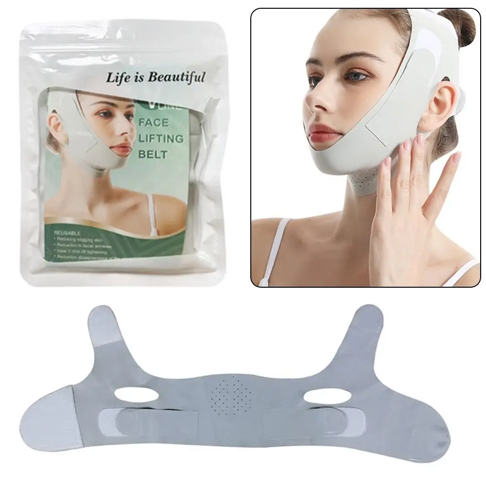 휴대용 조절 가능한 얼굴 리프팅 벨트 통기성 재사용 가능한 얼굴 리프트 밴드 V 모양의 냉각 턱 마스크 여성