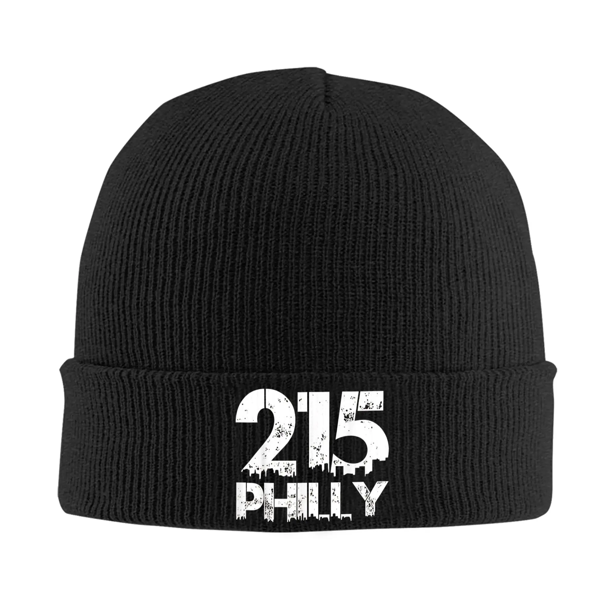 Philadelphia Philly 215 Area Code Distressed Gritty Beanie Hats  Bonnet Hats Men Women Unisex Casual Outdoor Knit Hat Warm Caps