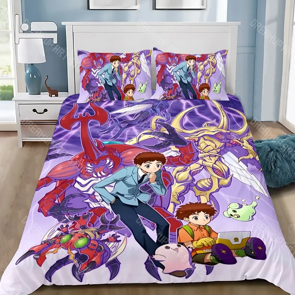 2026 Cartoon Digimon Adventure Cover Pillowcase Bedding Set Adult Boy Girl Bedroom Decoration Children Gift Single Double Large