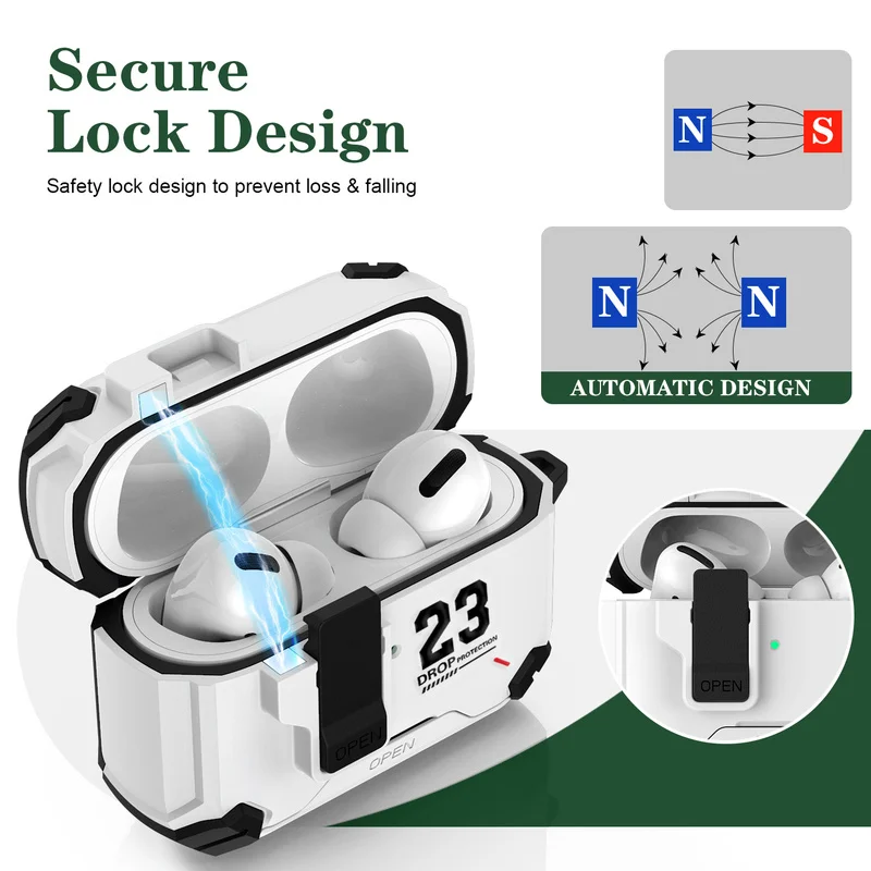 2026 Case for AirPods 5 Compatible with MagSafe Automatic Lock Full-Body Protective Cover for AirPods 4/Pro 3/5 Safety Lock Case
