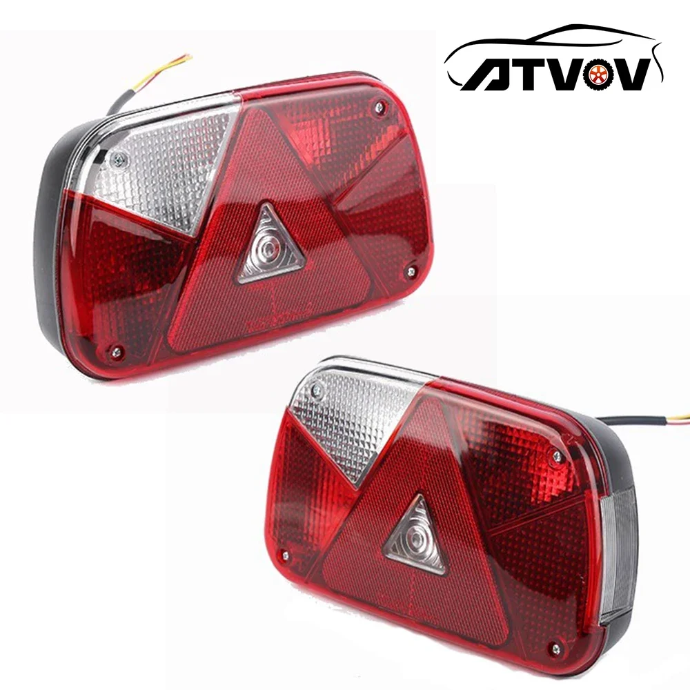 ATVOV 12V Car Truck Rear Tail Light Brake Stop Turn Signal License Plate Lamp Indicator Trailer Caravan Lorry Waterproof