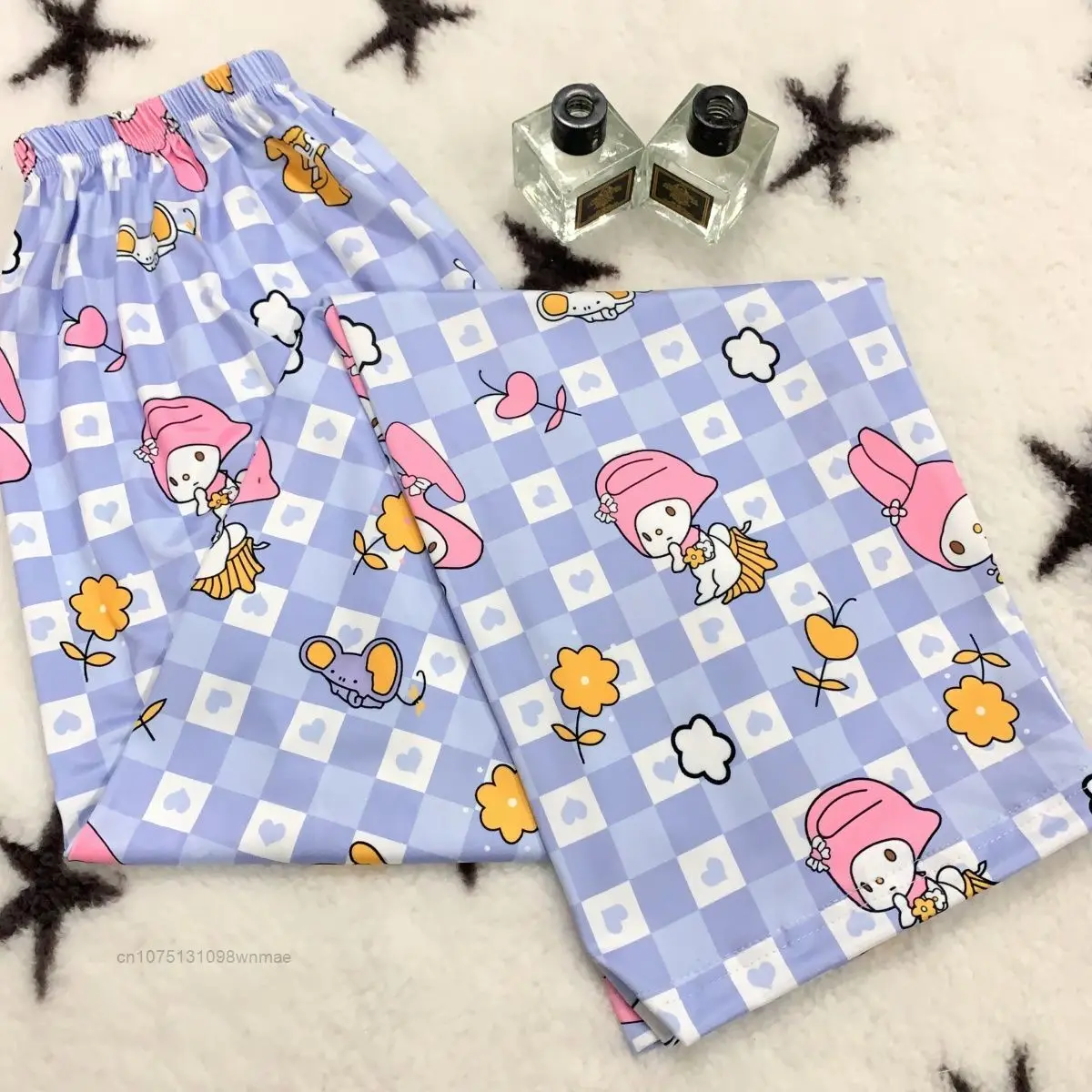 Sanrio Melody Pochacco Casual Pants for Women, Home Korean Cute Cartoon Pajama Pants, Loose Oversize Trousers, Y2k, New