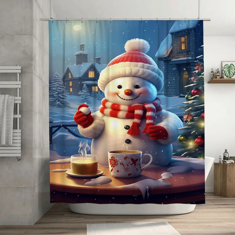 

Tuniu Праздничный Снеговик Кофе Уютная Занавеска Для Ванной Комнаты Рождественский Праздник Домашний Декор Набор