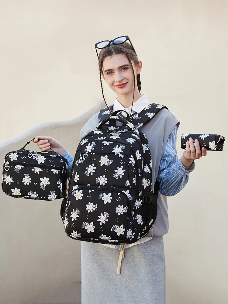 

Class School Bag for Girls 3PCS/Set Aesthetic Backpack Kids Nylon Colorful Teenage Youth Backpack Children's School Pencil Cases