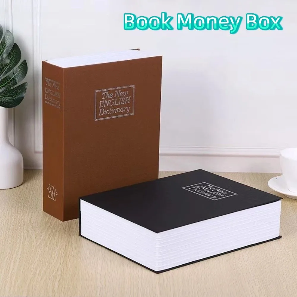 Decorative Book Metal Book Money Box Simulation Hollow Book Secret Safe Combination Lock Piggy Bank with Lock Valuables Storage
