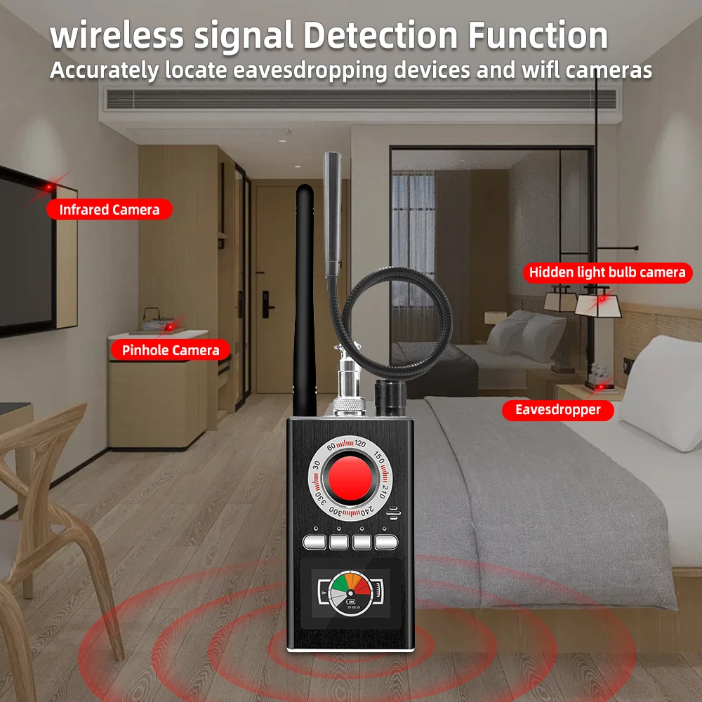 Detector antirrobo multifunción K18 K88, instrumento de detección de escaneo GPS, rastreador RF, buscador inalámbrico de lentes de cámara