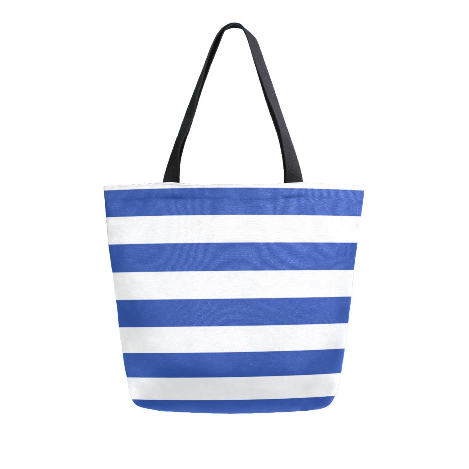 

Women's Tote Bag Large Capacity Canvas Shoulder Bag Female for Women Beach Bags Shopper Blue Stripe Designer Shopping Handbag