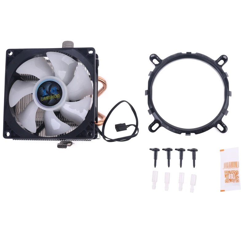 

Silent CPU Cooler LGA/2011/115X/775 3 Pin PC Cooling Radiator 2 Tubes 5 Colors LED Cooling Fan