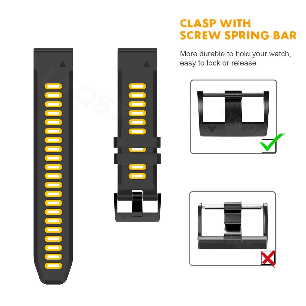 22/26mm silicone cinta de liberação rápida para garmin fenix 7 7x 6x 6 pro 5x 5 plus epix gen 2 smartwatch banda pulseira cinto