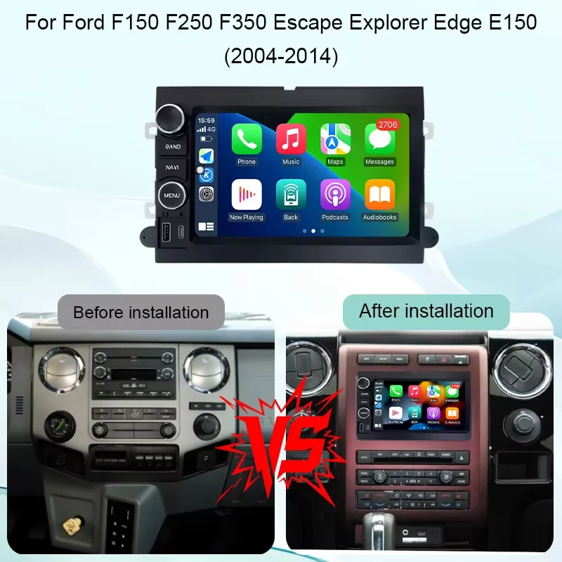Android 14 Car Radio For Ford F150 F250 F350 Mercury Explorer Mustang Escape Stereo Head Unit Multimedia Video Player GPS DVD