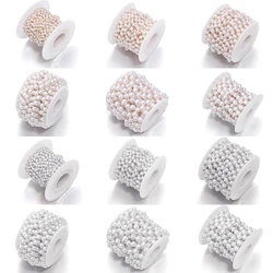 5yards/roll Metal Imitation Pearl Chains 3/4/5/6/8/10mm for DIY Sunglasses Chain Necklace Bracelet Jewelry Making Accessories