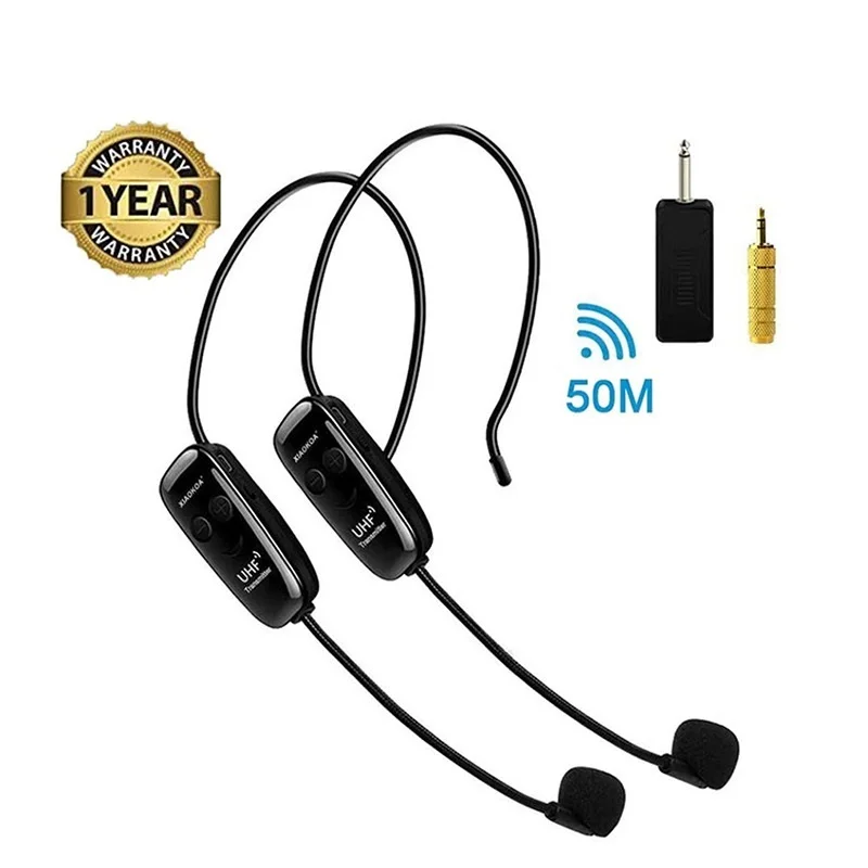 Top! Wireless Microphones Headset, UHF Dual Wireless Mic, 2 Wireless Mics & 1 Receiver, Headset and Handheld 2 In 1