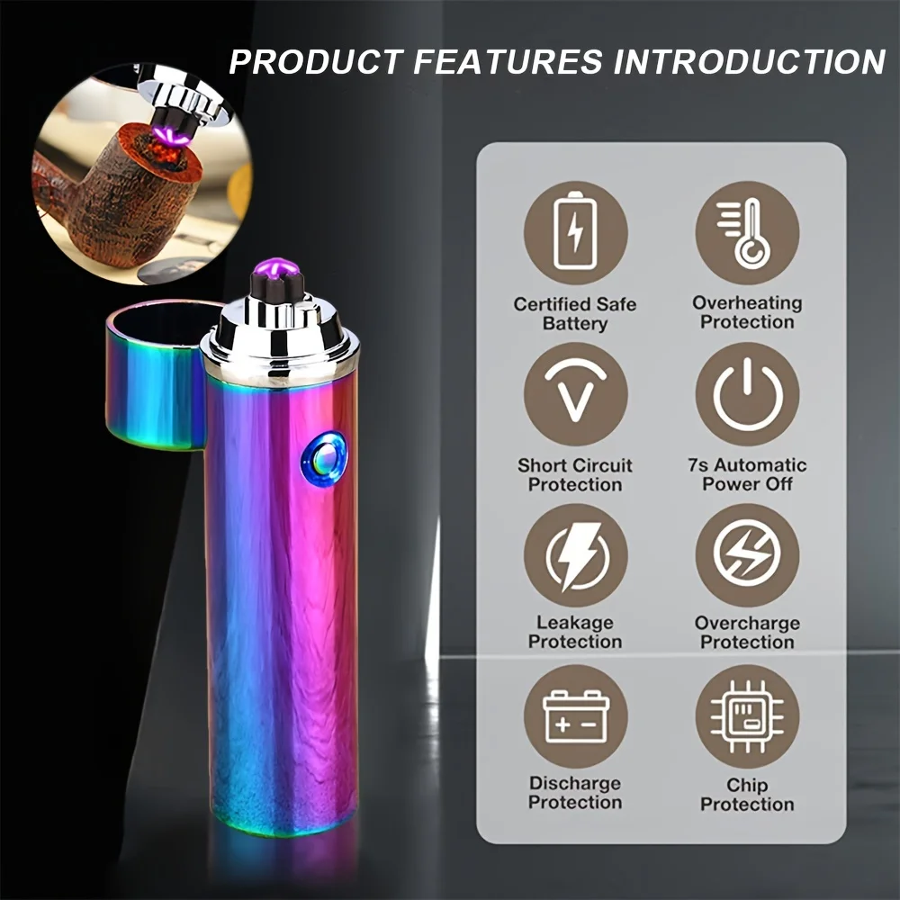 Anti-leakage LED Light Metal Double Arc USB Electric Rechargeable Lighter Kitchen Cigar Self-defense Men's Gift