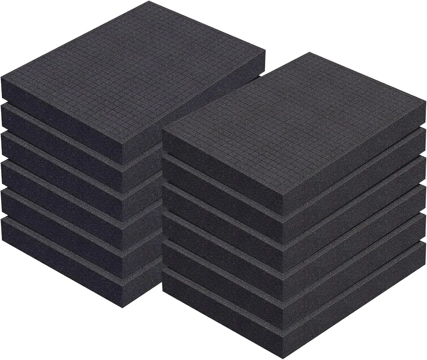 12 Pcs 16 x 12 x 2 Inch Pre-cubed Pick Apart Foam Sheets Pre-cut Polyethylene Foam Inserts Black Packing Padding for Tool Box, Camera, Crafts and Storage Case