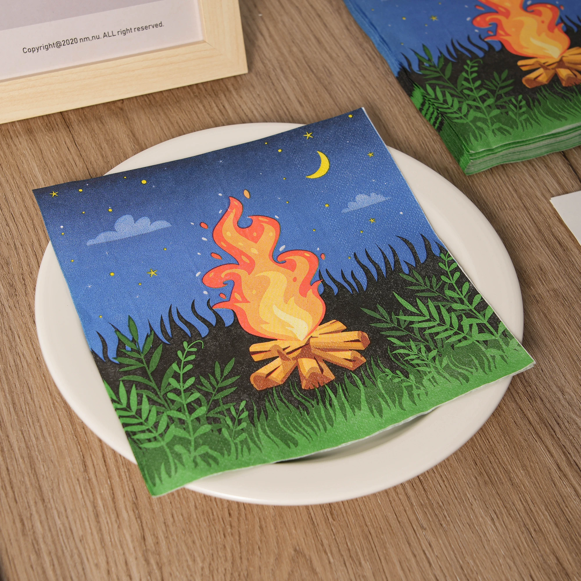 Cartoon Camping Picknick Party Einweg Geschirr Sets Outdoor Camper Zelt Geburtstag Teller Tassen Servietten Baby Shower Party Decor – Detail 5