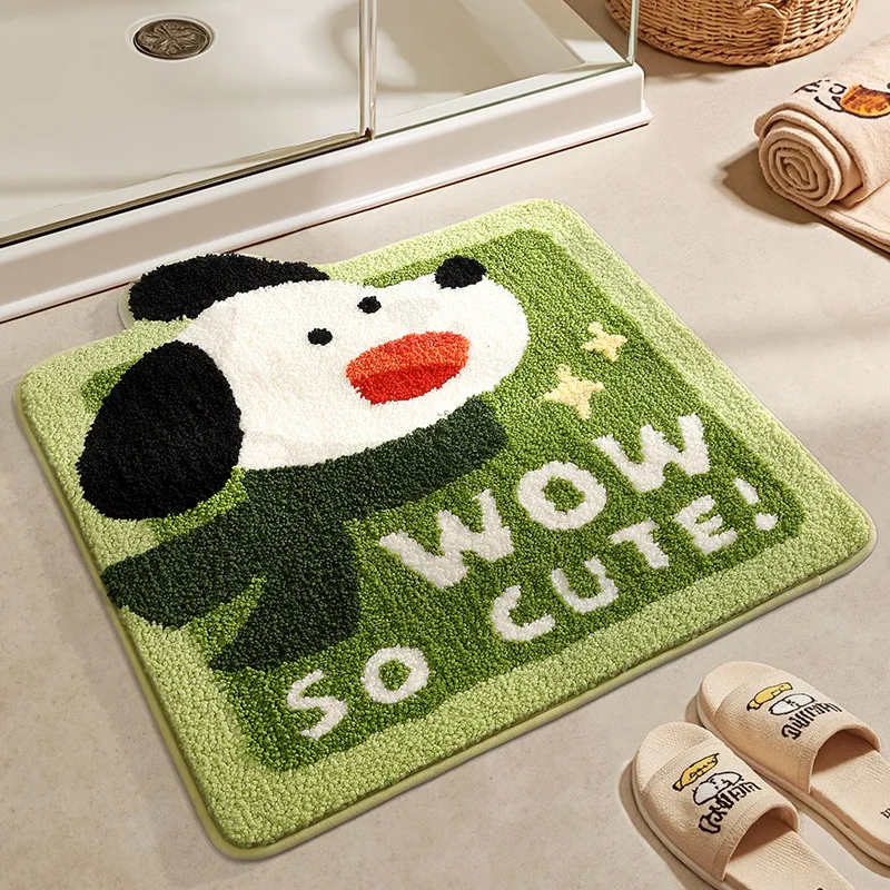 

Square Flocked Cartoon Bath Mat - Super Absorbent Quick-Dry Non-Slip Rug for Bathroom Floor, Cute Home Decor Machine Washable