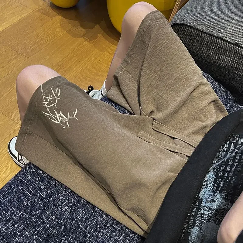 

Свободные мешковатые широкие быстросохнущие мужские шорты на шнурке с карманами, уличная одежда в корейском стиле, летняя новинка в мужских коротких брюках Xxl