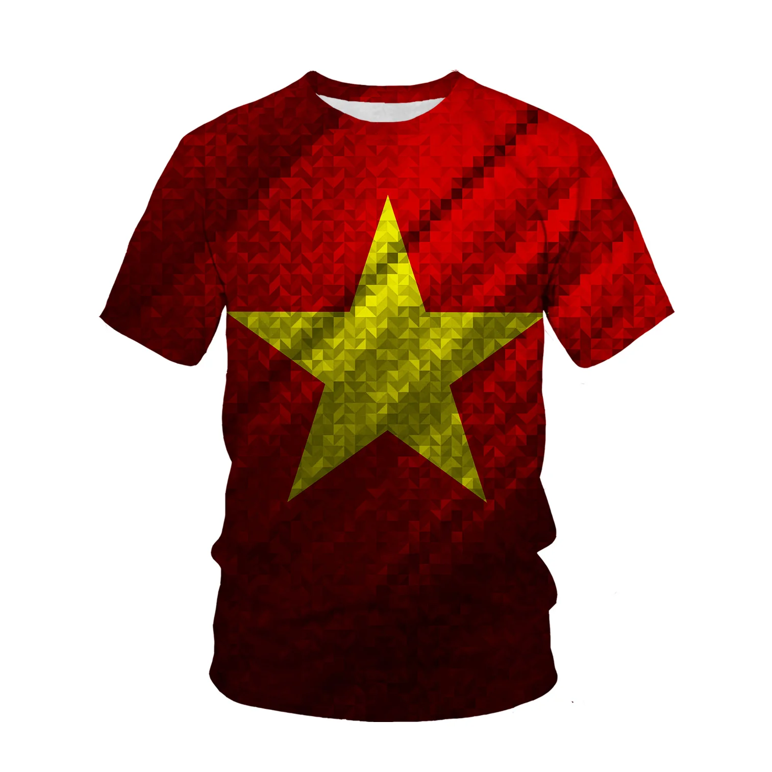 Vietnam Flag Pattern 3d Printed T-shirt Men's Fashion Street Casual Sports Tee Shirt Male O-neck Tops