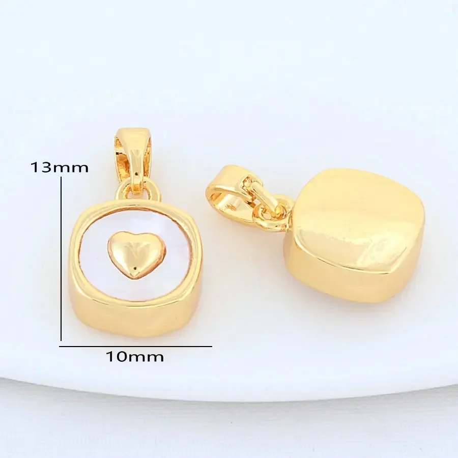 2PCS 10*13MM 11*18MM 14K Gold Color Brass with Shell Drop Heart Charms Pendants Necklace Earrings Jewelry Making  Accessories