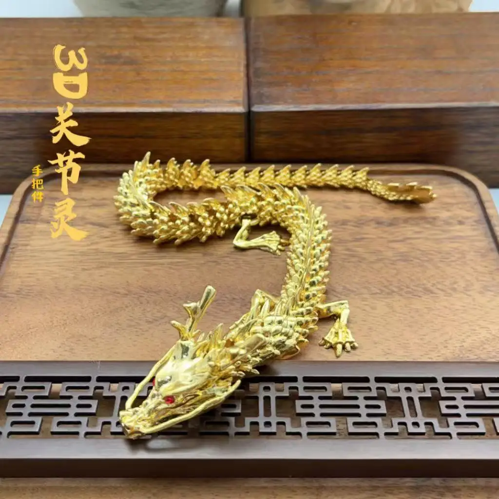 10/15/22/38cm Gold Dragon Ornaments for Home Office Decorations Creative Joint Removable Loong Figurer Lucky Feng Shui Xmas gift