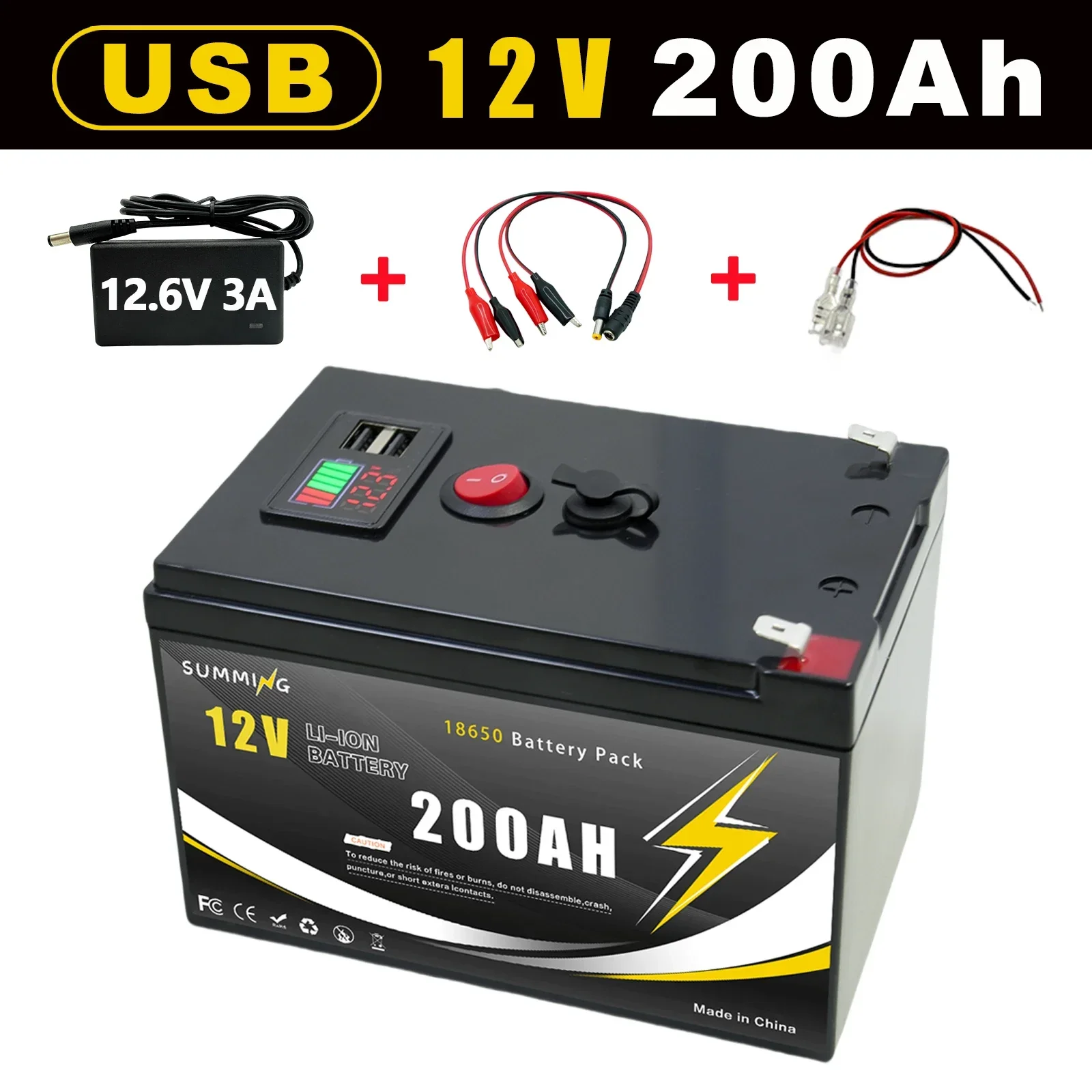 

12V LiFePO4 200Ah Lithium Battery 4000+ Deep Cycles, for Power Wheels Toys, Scooter, Radio, UPS, Kayak Fish Finder️Solar Panel