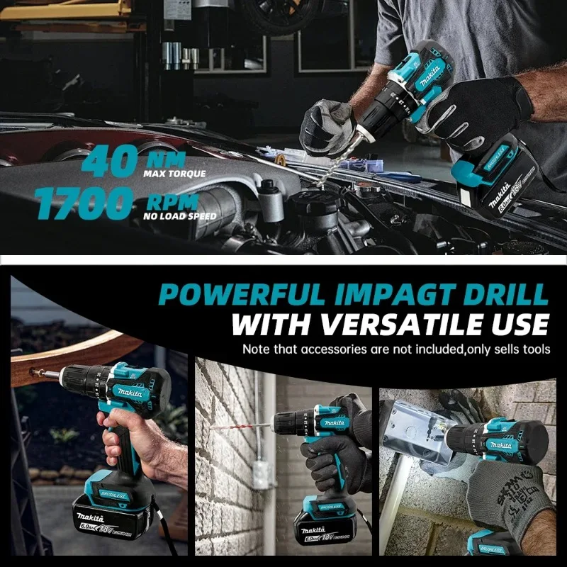 มากีต้า DDF487 สว่านไขควงไร้สาย 18V, ไขควงกระแทกไฟฟ้าแบบไร้แปรงถ่าน, เครื่องมือไฟฟ้าแบบชาร์จได้