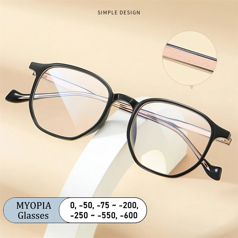 

Brand Design Retro Square Large Frame Men Myopia Glasses Optical Prescription Nearsight Anti Blue Ray Women Short Light Eyewear