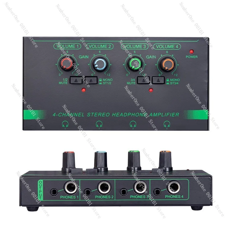RGB Light Professional 4/6 Way Headphone Amplifier Lossless Sound Quality Monitoring Multi-channel Splitter