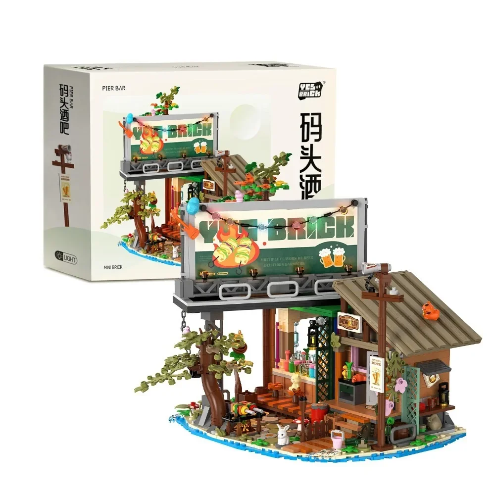 

Creative Street View Architectural Forest Tree House Building Blocks with LED Light DIY Assembly Bricks Model Toy for Adult Kids