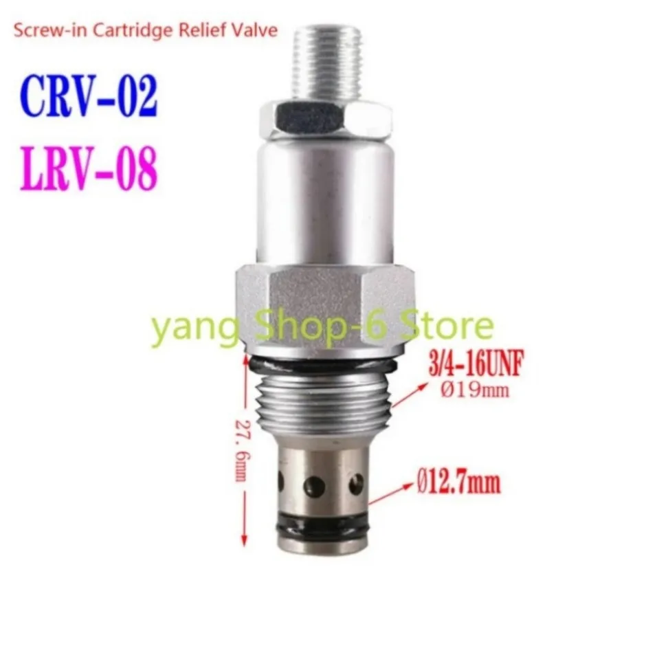 1X Hydraulic Relief Valve LRV-08 Pressure Relief Valve Manual Adjustable Pressure Valve Overload Valve Threaded Cartridge Valve