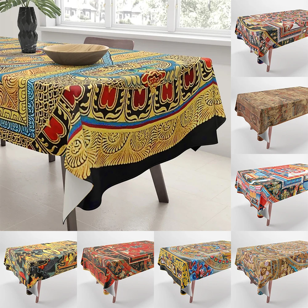 Mysterious Pattern Texture Printed Tablecloth Home Decor Rectangular Party  Anti-Fouling  Dustproof Cloth