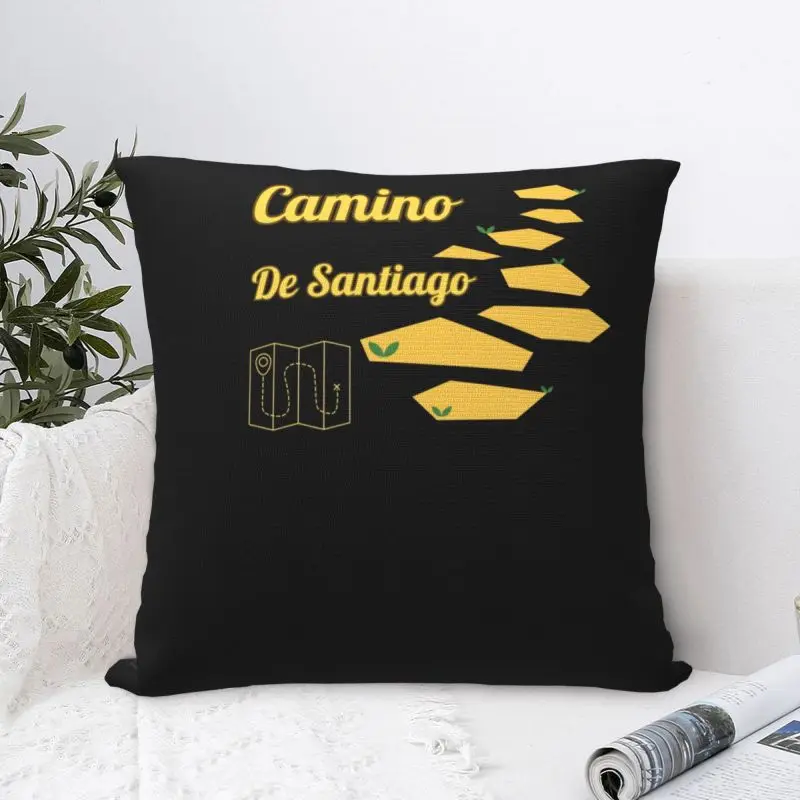Custom Modern Camino De Santiago Compostela Peregrino Sofa Cushion Cover Velvet Pillow Case