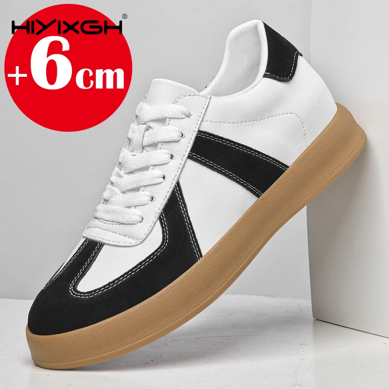 Men's genuine leather inner height increase sports shoes elevator height increase insole 6 cm sports shoes increase size 37-44