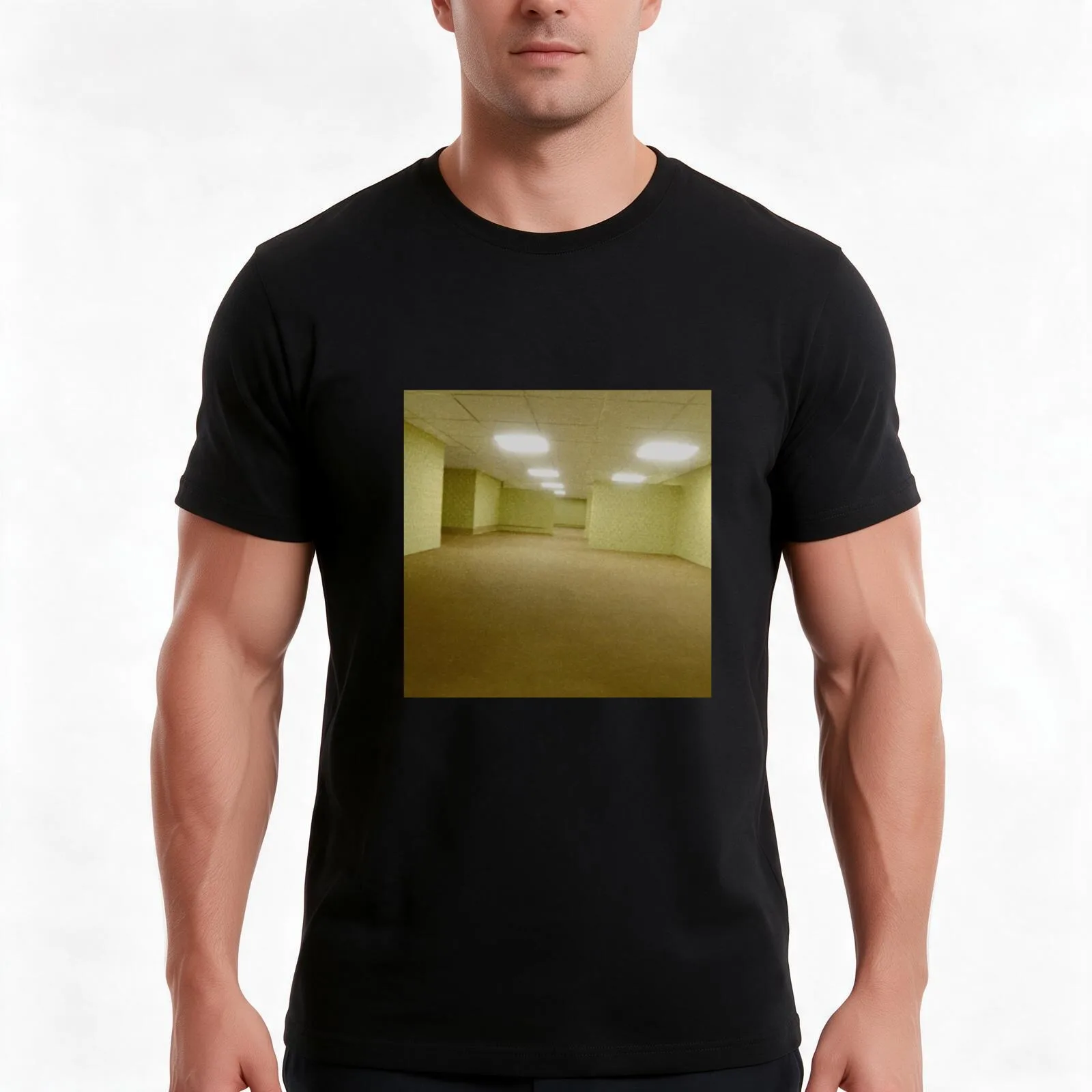 The Backrooms Hallway T-Shirt Summer Casual Cotton Tee Oversized Streetwear Tops Vintage Graphic Print Unisex Men Women