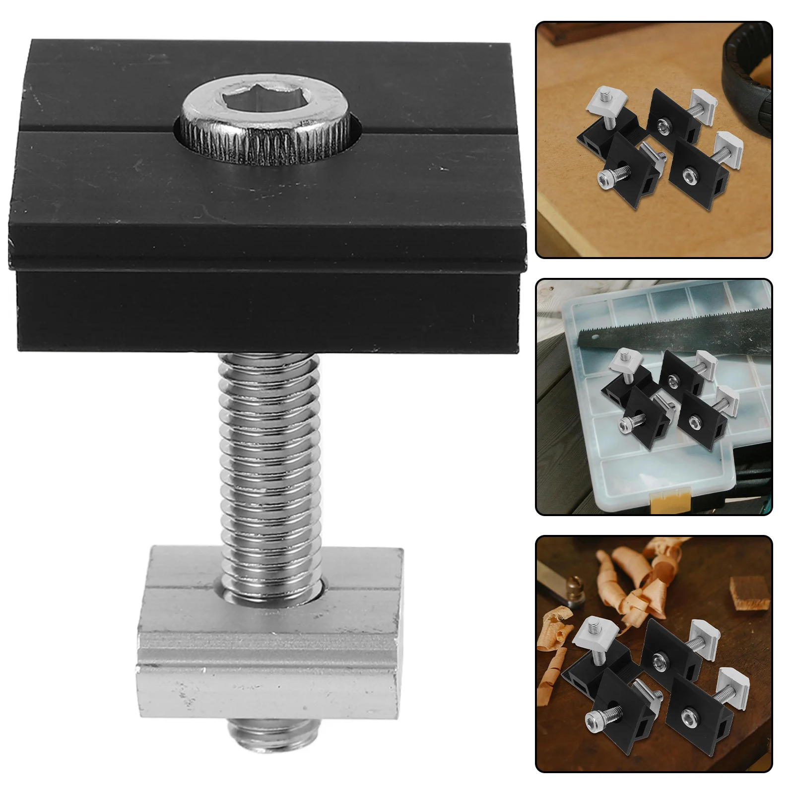 

4Pcs Solar Panel Mid Clamps Durable Aluminum Alloy Roof Mounting Brackets Standard Middle Clamp Kit with Screws for Solar Panel