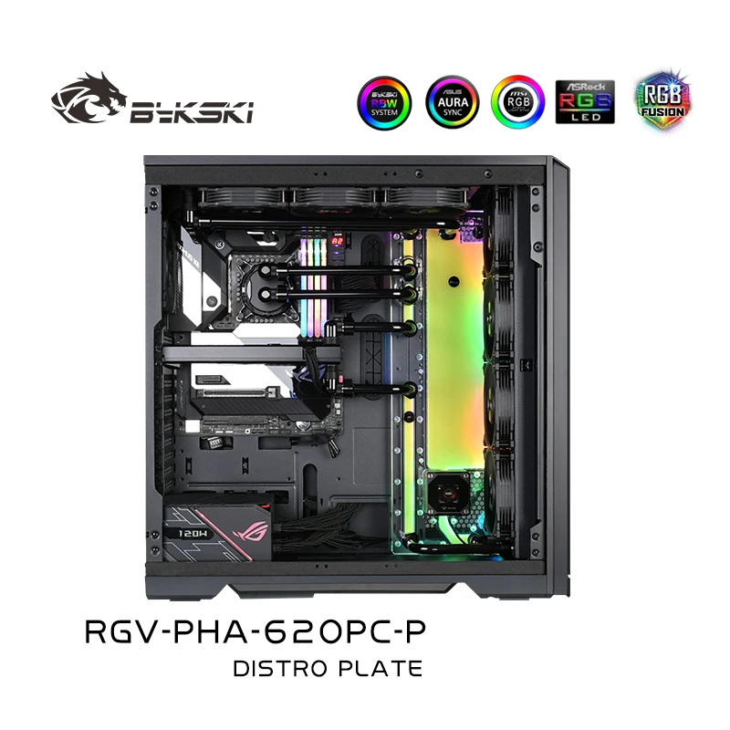 Bykski Case Distro Plate For Phanteks 620PC Waterway Board Cooler Custom For Intel AMD CPU Water Block And Video Card Cooling