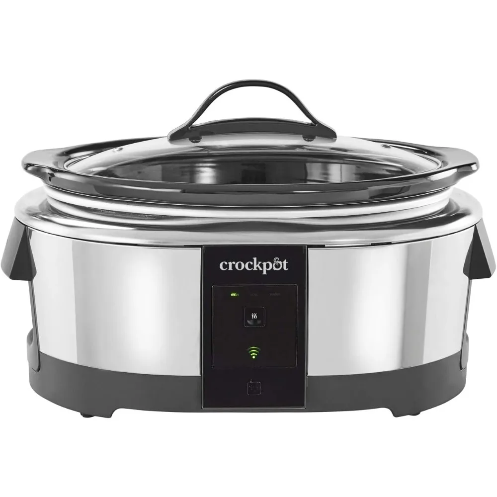 6 Quart Programmable Slow Cooker and Food Warmer Works with Alexa, Stainless Steel