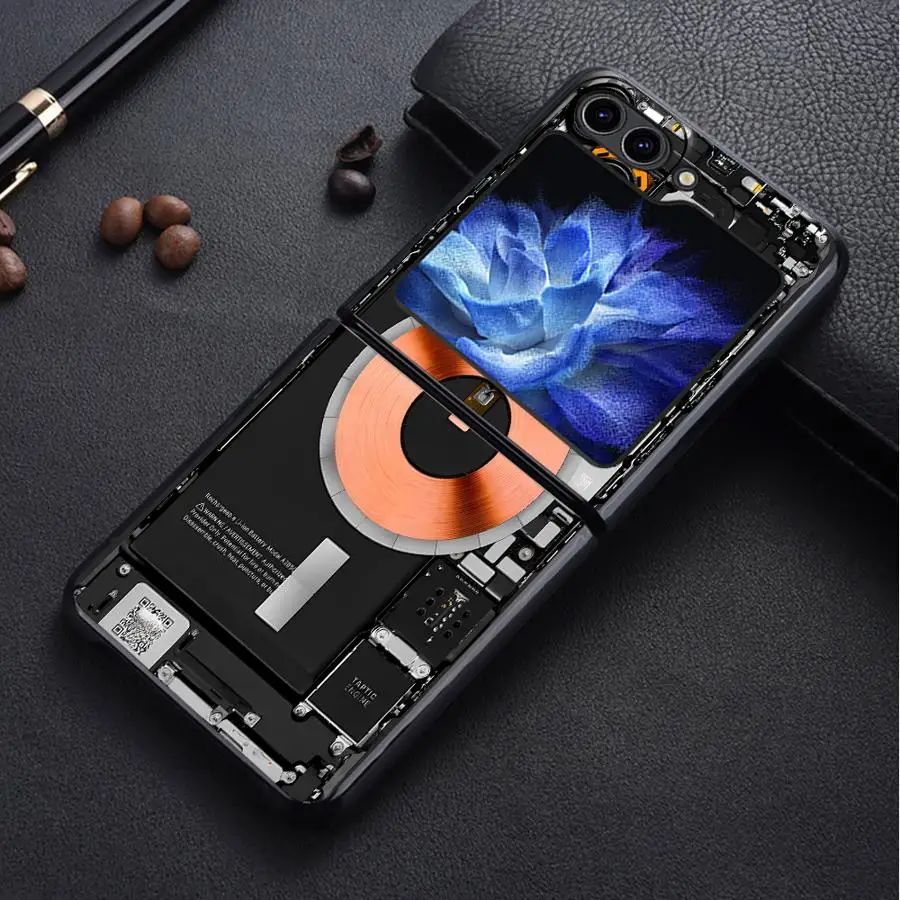 Case for Samsung Galaxy Flip6 Flip7 FE Flip5 Z Flip 7 6 5 4 3 Flip4 Flip3 Back Phone Cover Funda Circuit Board Pattern