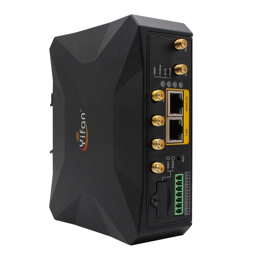 Yifan NR120-R Industrial 5G RedCap IoT Router Dual-SIM Failover Modem يدعم GRE، IPSEC X35 Chipset