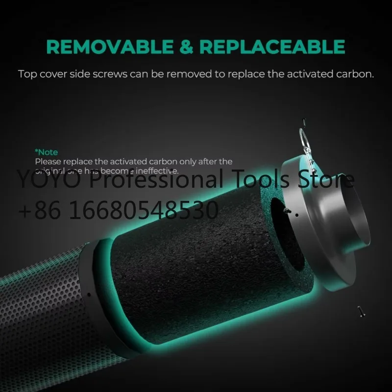 

pJ3Mars Hydro 6 Inch Large Refillable Activated Carbon Filter Inline Air Filter Odor Control