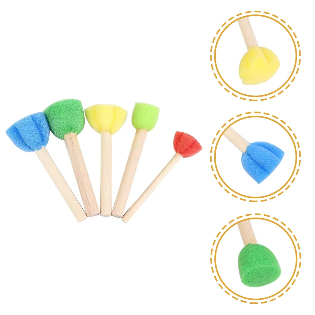 

20 Pcs Flower Sponge Stamps Kids Painting Tools Wood Crafts Foam Brushes Supplies Paint Brushes Stencil Brush Toddler