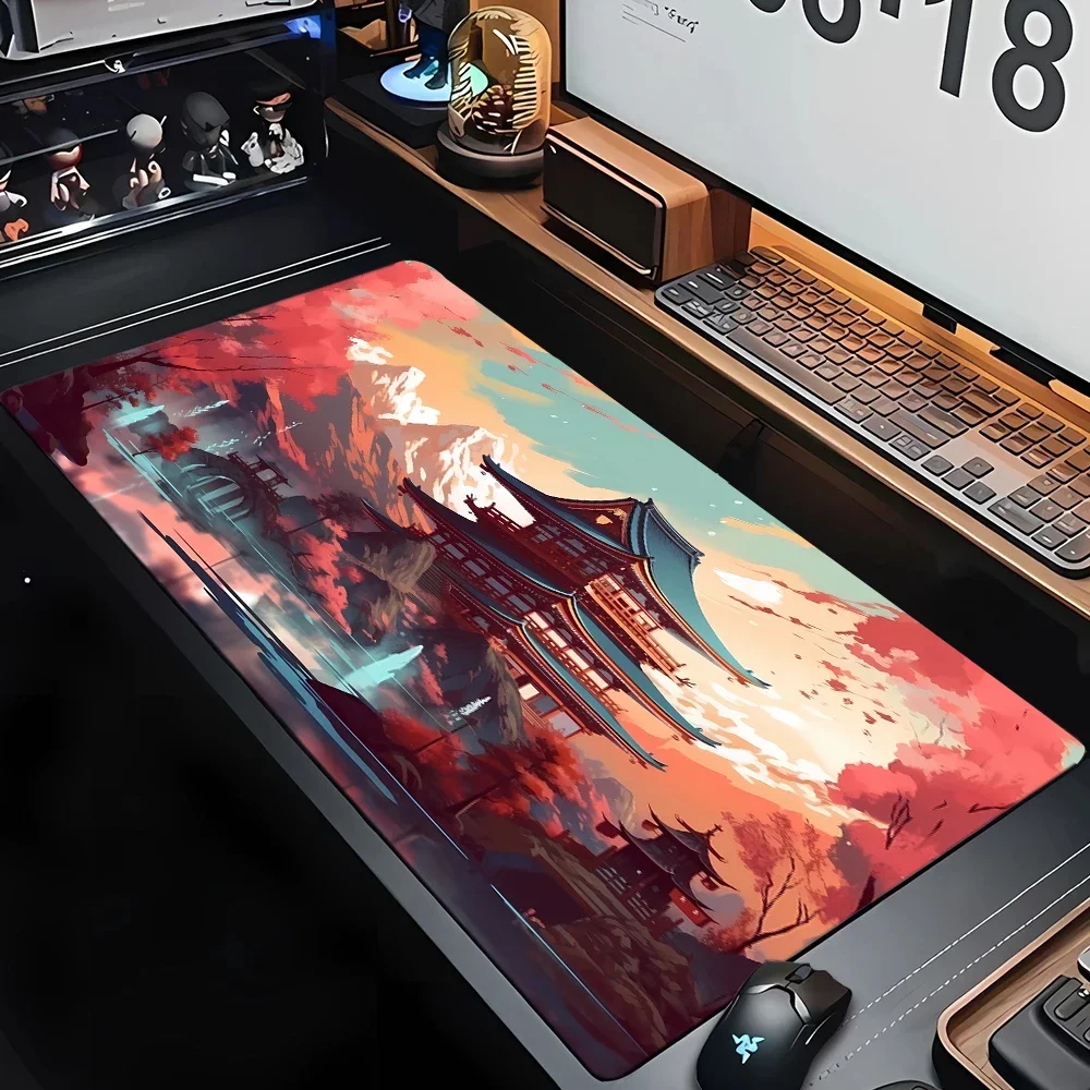 Sakura Moon Landscape Mouse Pad Large Computer Office Game Table Mats HD XXL Rubber Anti-slip Gaming Keyboard Mat Long Desk Pads