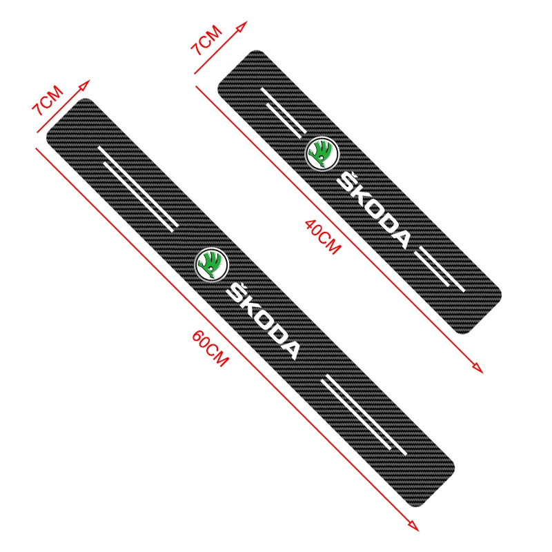 4Pcs Carbon Fiber Car Door Sill Protector Threshold Stickers For Skoda Octavia Fabia Kamiq Kapoq Kodiaq Rapid SCALA Superb