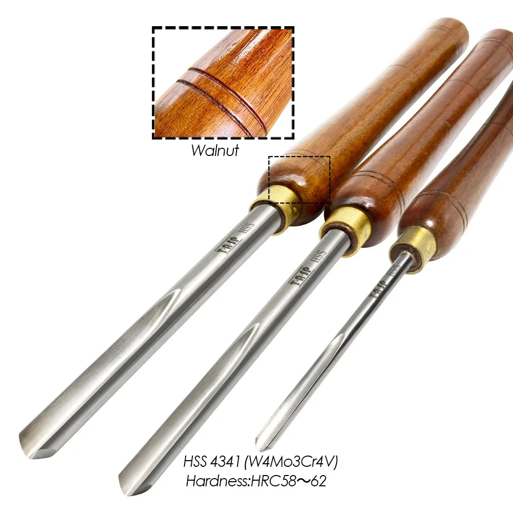 Woodturning Gouge Set HSS 1/2 3/8 1/4 Bowl Spindle Roughing Lathe Chisels Tool