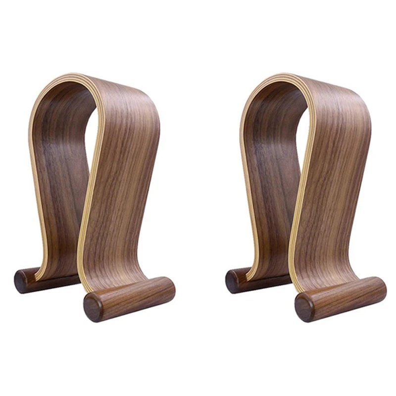 

2X Wooden Headset Holder,Universal Earphone Hanger Holder For Gaming Headsets & DJ Studio Headphones Rack