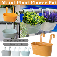 Colorful Double Hooks Metal Hanging Flower Pots Iron Flowerpots for Balcony Garden