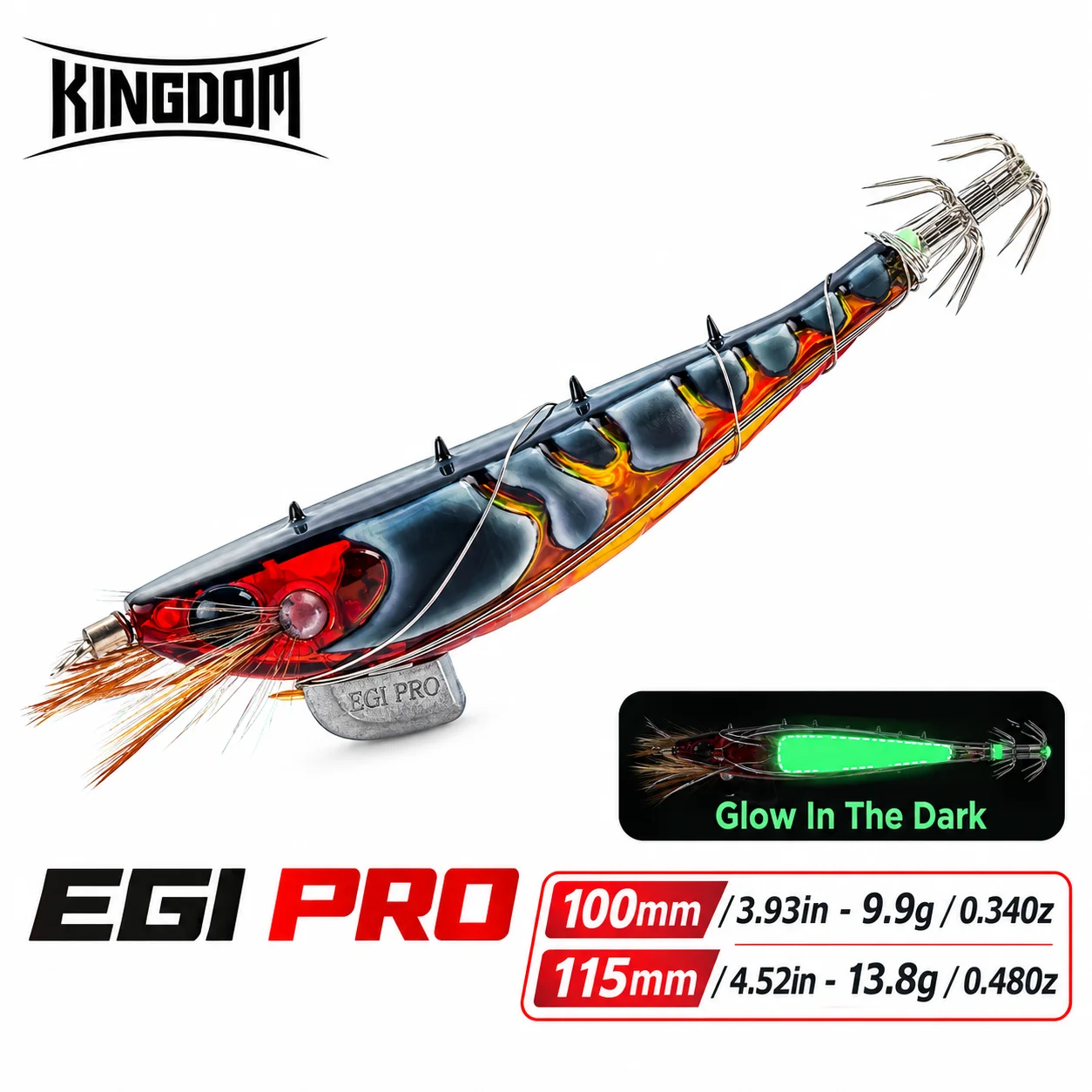 Fishing Equipment Carp - KINGDOM EGI PRO 100mm/115mm 夜光イカ釣り用ルアー、人工エビ型、沈降式ハードベイト、海水釣り用、タコ・イカ対応。