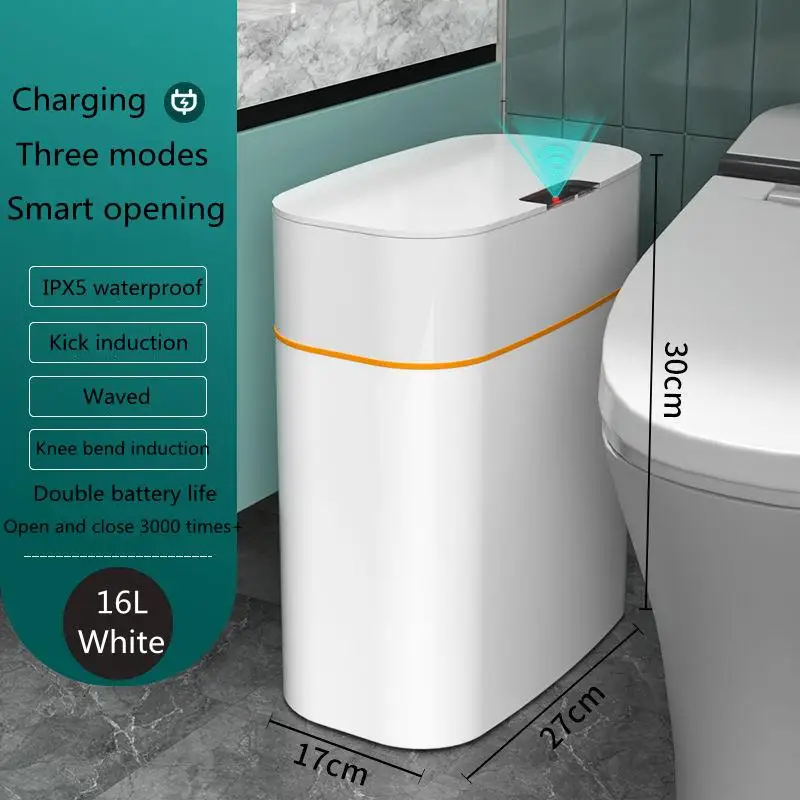 Inteligente Trash Bin Creative Bathroom Automatic Home Office Waterproof New Designer Induction Smart Sensor Trash Can waste bin